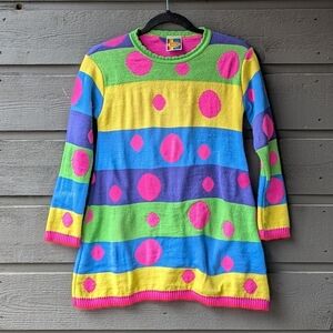 Banana Maca Colorful Stripe Polka Dot Sweater Dress Size 8
